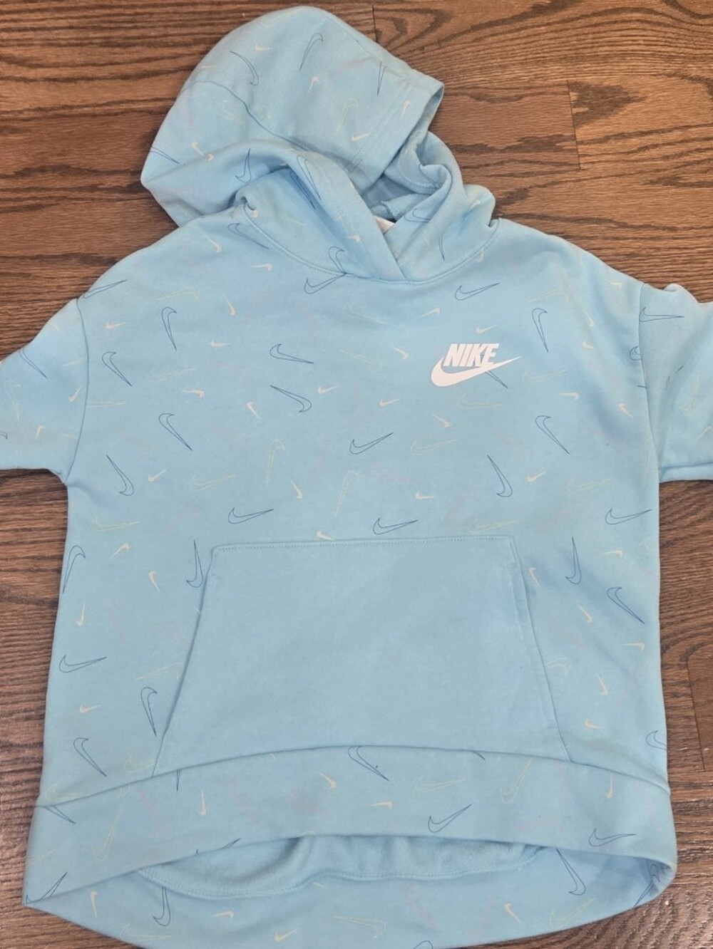 Nike Kids Pastel Blue Swoosh Allover Pullover Hoodie